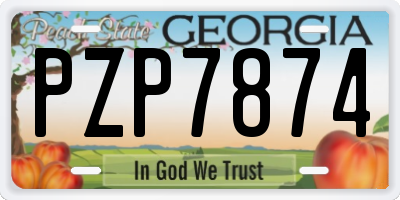 GA license plate PZP7874