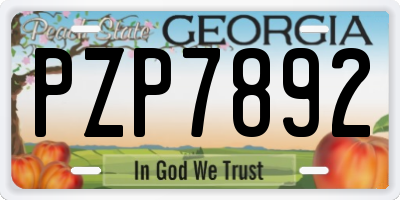 GA license plate PZP7892