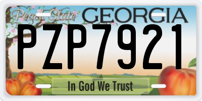 GA license plate PZP7921