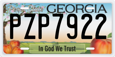 GA license plate PZP7922