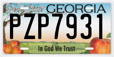 GA license plate PZP7931