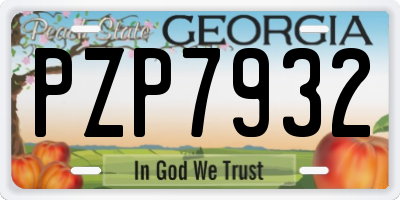 GA license plate PZP7932