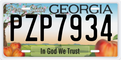 GA license plate PZP7934
