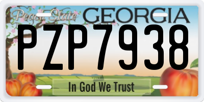 GA license plate PZP7938