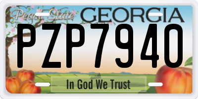 GA license plate PZP7940