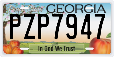 GA license plate PZP7947