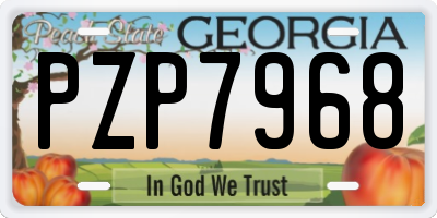 GA license plate PZP7968
