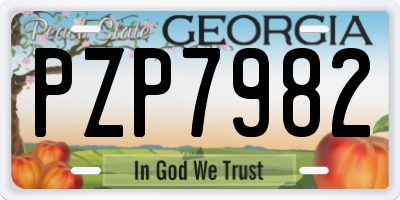 GA license plate PZP7982