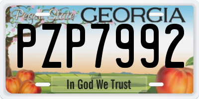 GA license plate PZP7992