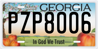GA license plate PZP8006