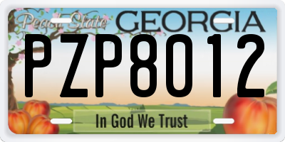 GA license plate PZP8012