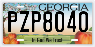 GA license plate PZP8040