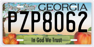 GA license plate PZP8062