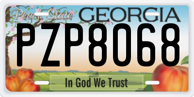 GA license plate PZP8068