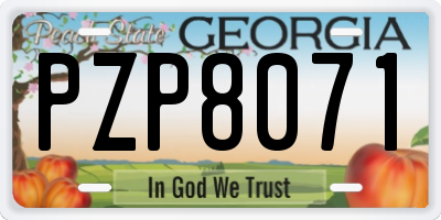 GA license plate PZP8071