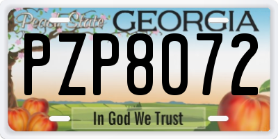 GA license plate PZP8072