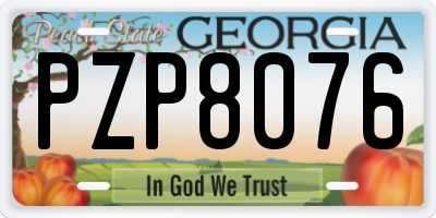 GA license plate PZP8076