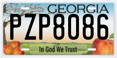 GA license plate PZP8086