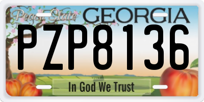 GA license plate PZP8136