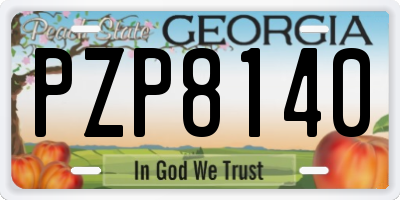 GA license plate PZP8140