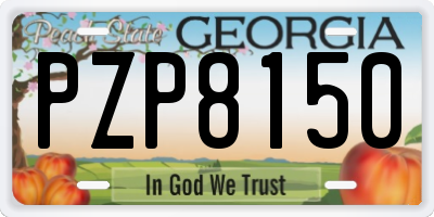GA license plate PZP8150