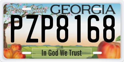 GA license plate PZP8168