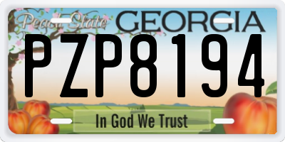 GA license plate PZP8194