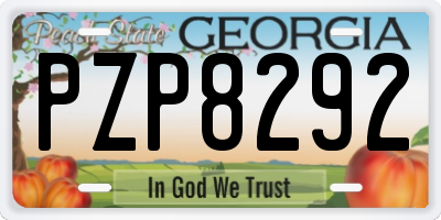 GA license plate PZP8292
