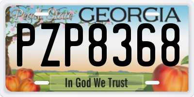 GA license plate PZP8368