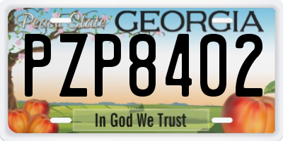 GA license plate PZP8402