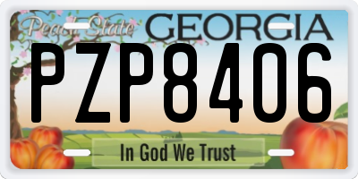 GA license plate PZP8406