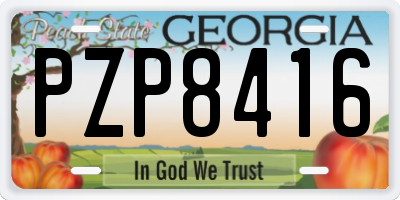 GA license plate PZP8416
