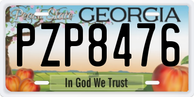 GA license plate PZP8476