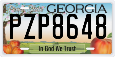 GA license plate PZP8648