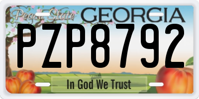 GA license plate PZP8792