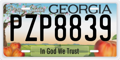 GA license plate PZP8839