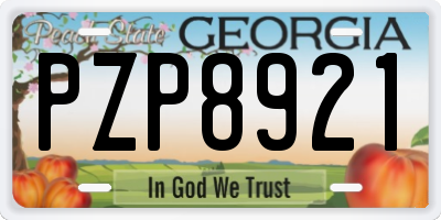 GA license plate PZP8921