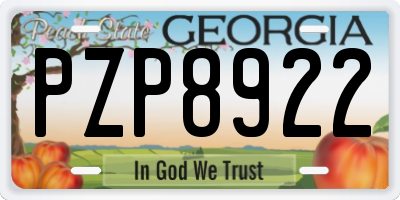 GA license plate PZP8922