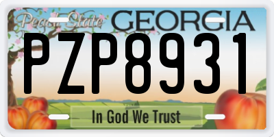 GA license plate PZP8931