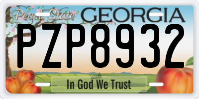 GA license plate PZP8932