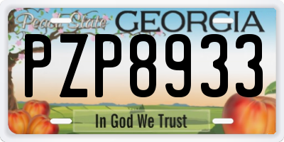 GA license plate PZP8933