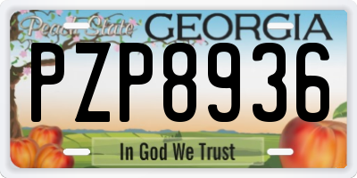 GA license plate PZP8936