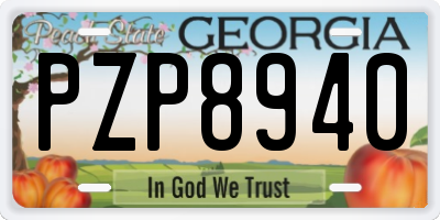 GA license plate PZP8940