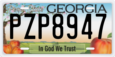 GA license plate PZP8947