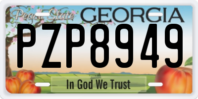 GA license plate PZP8949