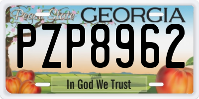 GA license plate PZP8962