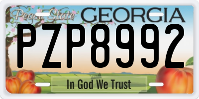 GA license plate PZP8992