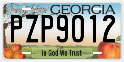 GA license plate PZP9012