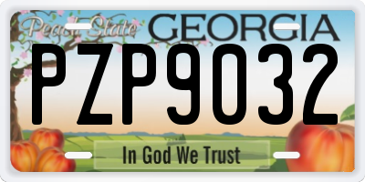 GA license plate PZP9032