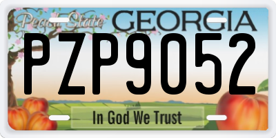 GA license plate PZP9052